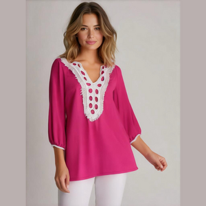 Candy rose Pink white  tunic-size small mid sleeve